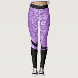 Legging design geométrica dos damascos roxos e pretos