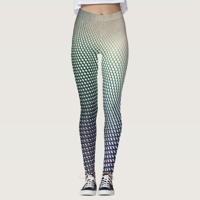 Legging Design Geométrico de Gradiente Preto e Azul (Frente)