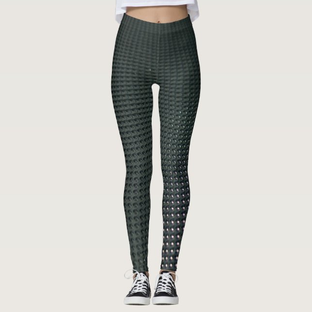 Legging Design Geométrico de Gradiente Preto e Azul (Frente)