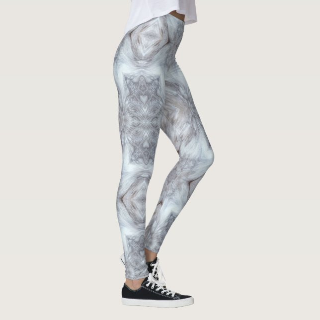 Legging design geométrico de lobo-peludo cinza (Direita)