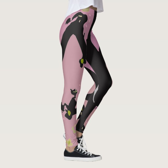 Legging Design Inteiro de Sacudir Preto e Rosa (Direita)
