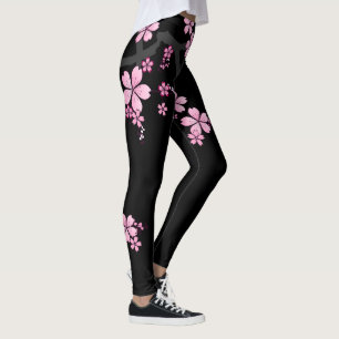 Legging Design japonês Black Pink Sakura: