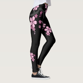 Legging Design japonês Black Pink Sakura:
