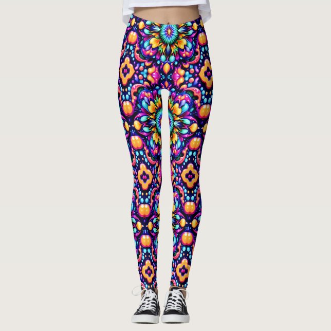 Legging DESIGN MASSIVAMENTE BRILHANTE ~ Roxo Laranja ~  (Frente)