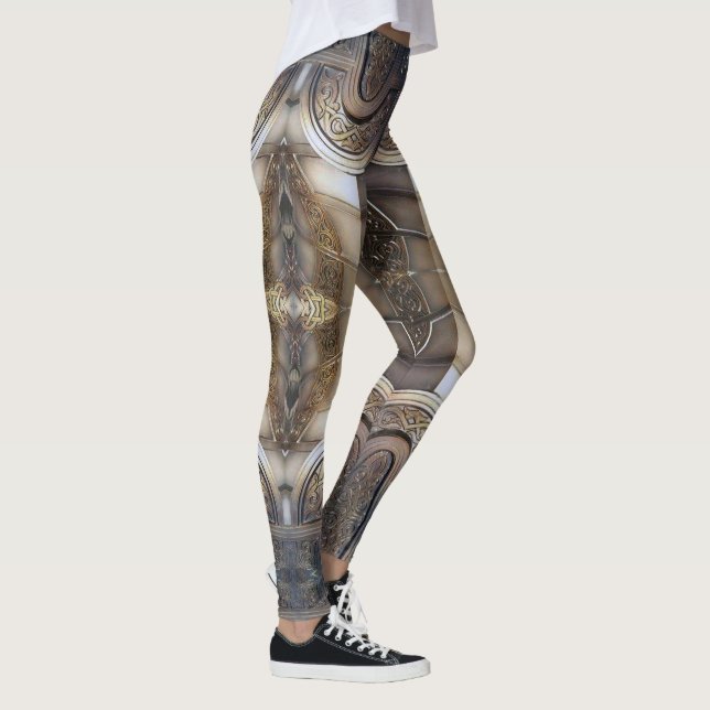 Legging design metálico abstrato de blindagem (Direita)