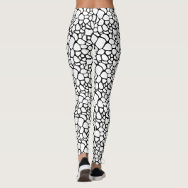 Legging Design Moderno Preto e Branco com Efeito Rachado e