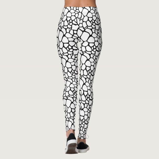 Legging Design Moderno Preto e Branco com Efeito Rachado e (Verso)