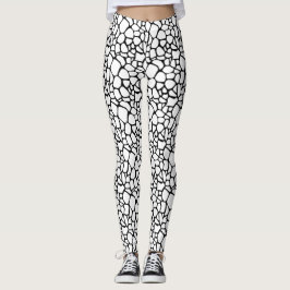 Legging Design Moderno Preto e Branco com Efeito Rachado e