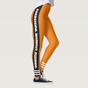 Legging Design moderno Texto preto e branco l Laranja