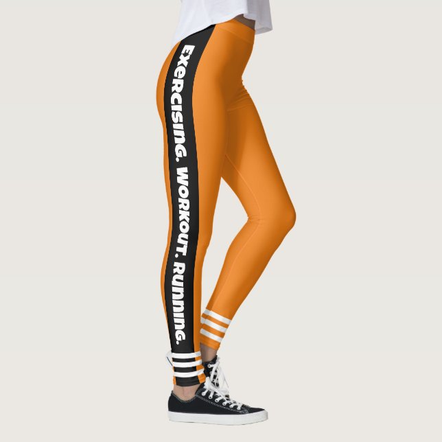 Legging Design moderno Texto preto e branco l Laranja (Direita)