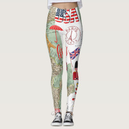 Legging Design mundial único moderno mapeia o viajante dos
