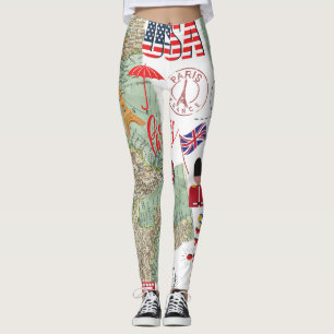 Legging Design mundial único moderno mapeia o viajante dos
