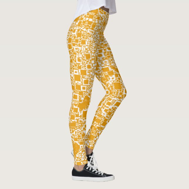 Legging Design ouro Mini Azulejo Amarelo e Branco (Direita)