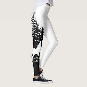 Legging Design preto do lobo branco
