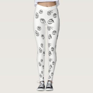 Legging Design preto e branco engraçado das caras do home