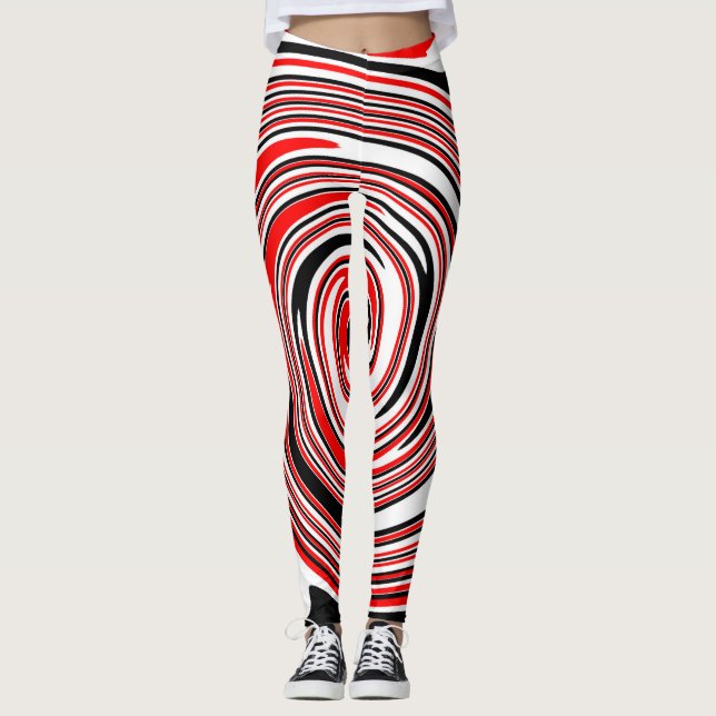 Legging Design psíquico branco-vermelho e preto (Frente)