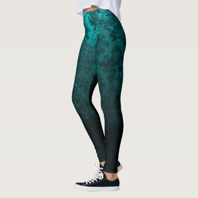 Legging Design Real Damask Turquoise (Esquerda)