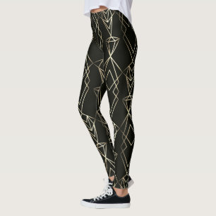 Legging Design retrô clássico em preto e Dourado