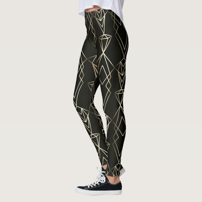 Legging Design retrô clássico em preto e Dourado (Esquerda)