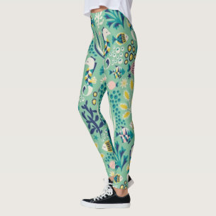Legging Design subaquático Mar-Verde dos peixes