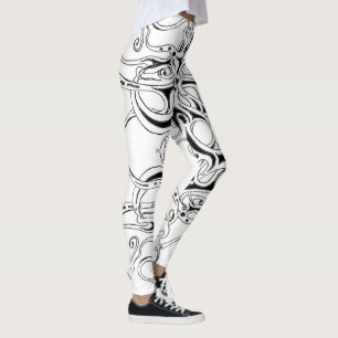 Legging Design Tribal do Império Negro e Branco