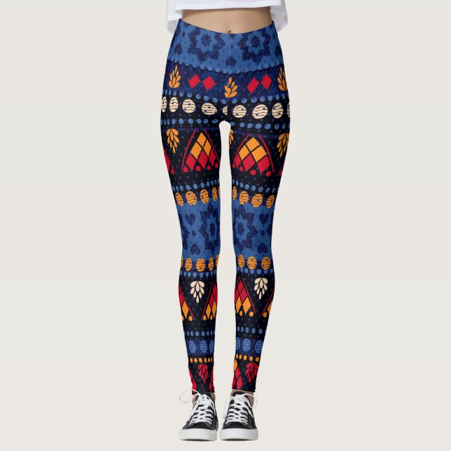 Legging Design Tribal: Padrão Multifuncional Sem Olhos. (Frente)