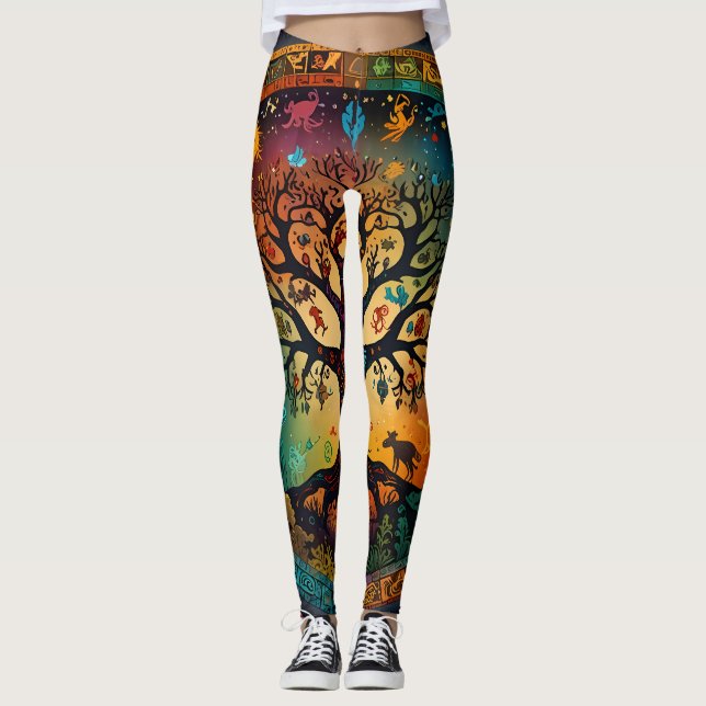 Legging Design vívida vívida em árvore (Frente)