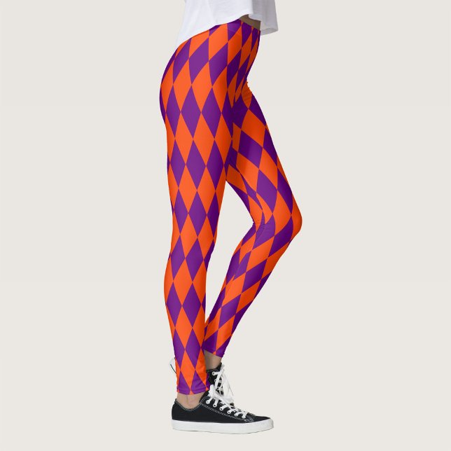Legging Design Xadrez Arlequim Laranja e Roxo (Criador carregado)
