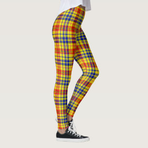 Legging Design Xadrez Escocês Amarelo Vermelho Azul