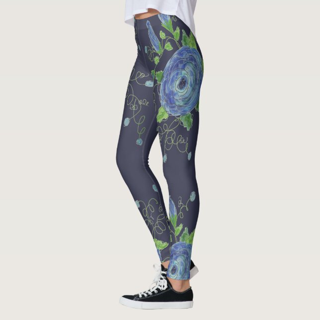 Legging Designer de Rosa Azul (Esquerda)