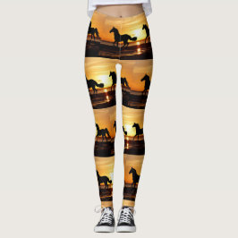 Legging Desligar para o Cavalo Races correndo no Sunset