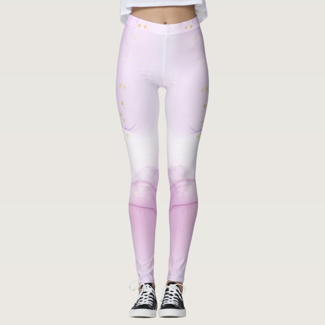 Legging Destaques Dourados de Impressões Mistos com Marca  (Frente)