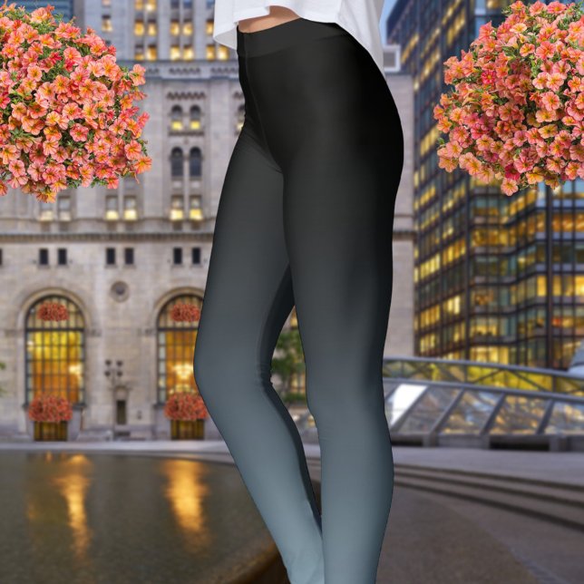Legging Desvanecimento do Gradiente da Cinza de Bue Negro  (Criador carregado)