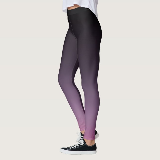 Legging Desvanecimento do Gradiente de Mão Roxo Preto-Lila (Esquerda)