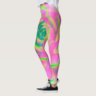 Legging Detalhe de Sedum do Succulent do verde limão