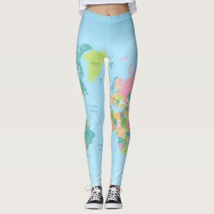 Legging Detalhe do país do viajante do mapa do mundo