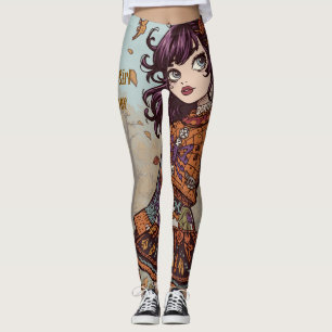Legging Dia das Bruxas,Estilo Assustador de Outono, Fofo A