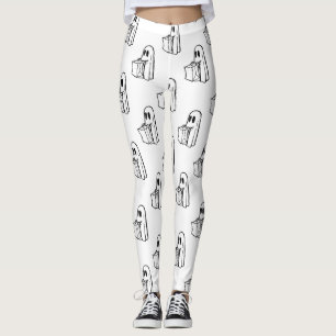 Legging Dia das Bruxas, Fantasma Branco Fofo, Doce ou Trav
