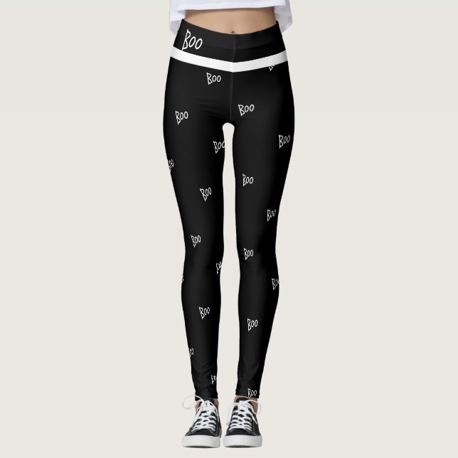 Legging Dia das Bruxas susto preto e branco (Frente)