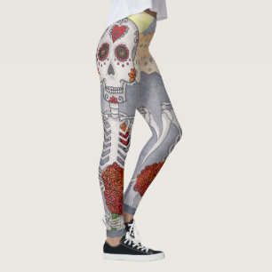 Legging Dia das flores do esqueleto morto