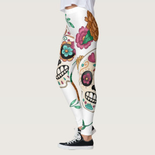 Legging Dia das Palhetas e Flores de Açúcar Grande Mortas 