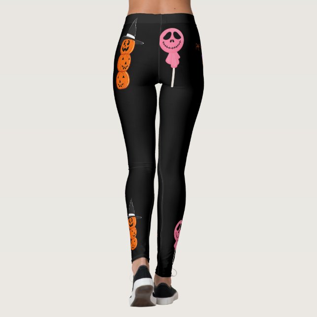 Legging Dia de as Bruxas engraçado face fantasma Pumpkin B (Verso)