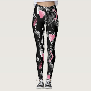 Legging Dia de os namorados sem costura ama corações pre