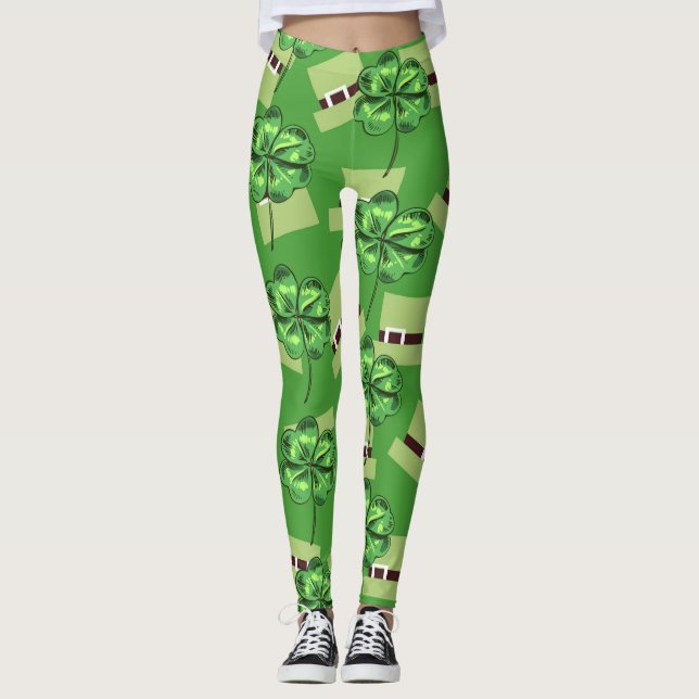 Legging Dia de Patrick com vergonhas em verde (Frente)