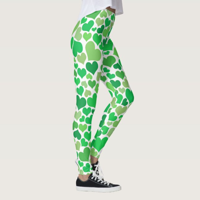 Legging Dia de São Patrício Coração Verde Sortudo Moda Fof (Direita)