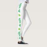 Legging Dia de São Patrício Green Shamrock irlandês<br><div class="desc">Dia de São Patrício De Leggings Verdes De Shamrock. Celebrar o Dia de Patrick da Rua e,  em qualquer dia,  com estas belas leggings verdes e brancas decoradas com vergonhas e as palavras "Irish Af".</div>