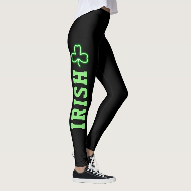 Legging Dia de São Patrício Negro de Shamrock Verde Irland (Direita)