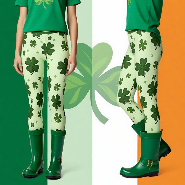 Legging Dia de São Patrício Pernas Sortudas em Movimento (St. Patrick’s Day Lucky Legs in Motion Leggings)