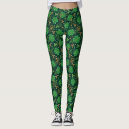 Legging dia de São Patrício Tríscele Trevo Celtas