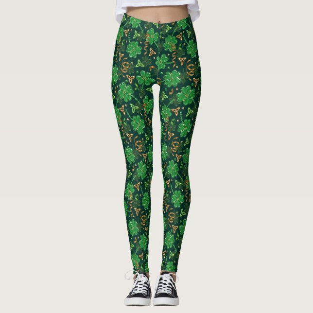 Legging dia de São Patrício Tríscele Trevo Celtas (Frente)